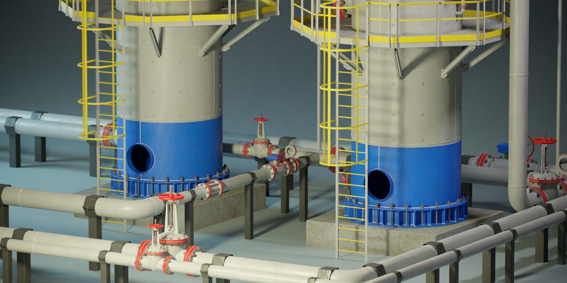 Industrial Vertical Vessel PBR Game Ready Low-poly 3D model_7