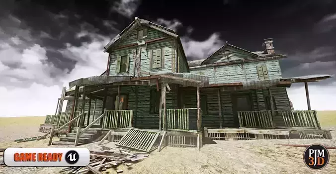 UE4 UE5 Abandoned wooden house modular V01 Basic package  Low-poly 3D model