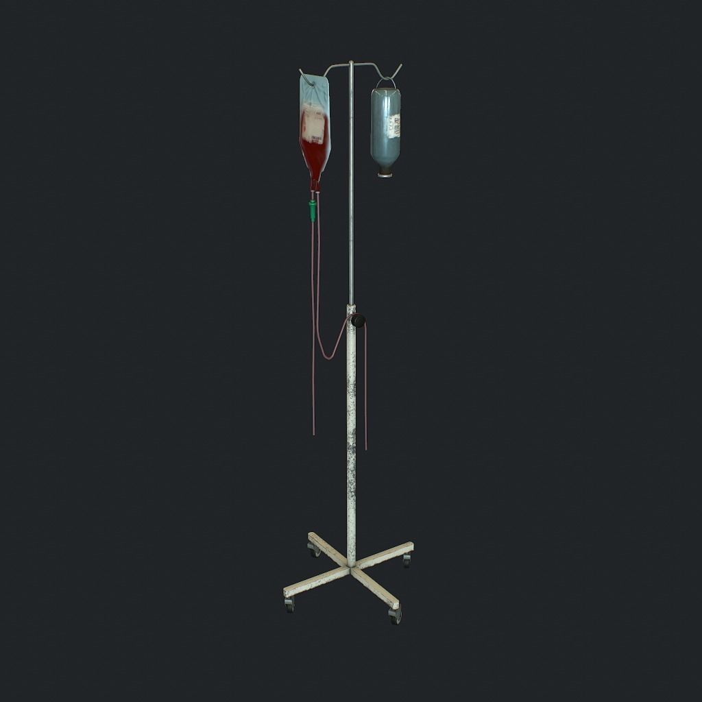 Infusion pbr iv drip stand Low-poly 3D model_0