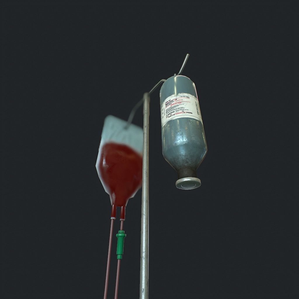 Infusion pbr iv drip stand Low-poly 3D model_8