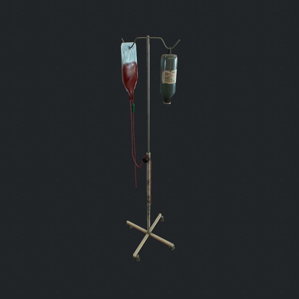 Infusion pbr iv drip stand Low-poly 3D model_2