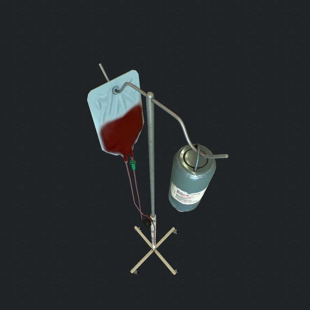 Infusion pbr iv drip stand Low-poly 3D model_9
