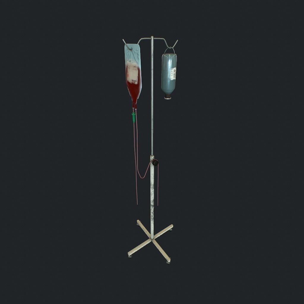 Infusion pbr iv drip stand Low-poly 3D model_1