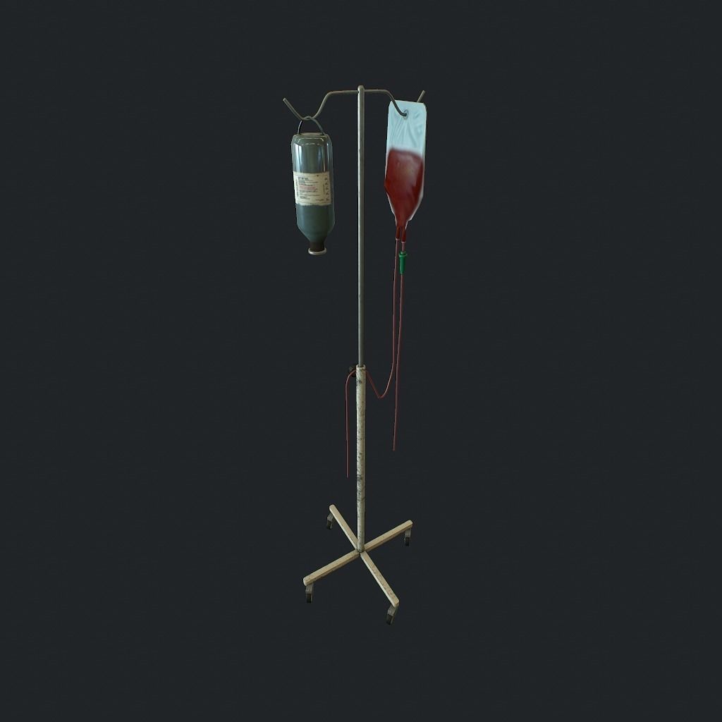 Infusion pbr iv drip stand Low-poly 3D model_3
