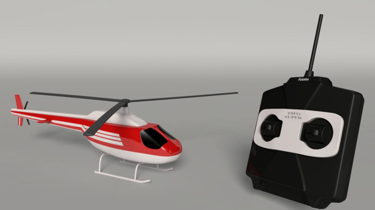 Helicopter remote control Low-poly 3D model_1
