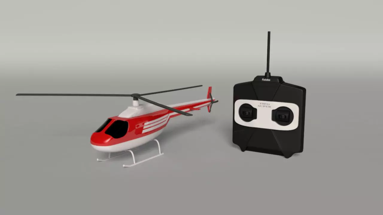 Helicopter remote control Low-poly 3D model_0