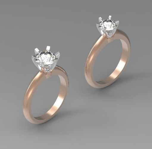 Solitaire engagement ring 0-5CT  0-75CT  1CT   2CT 3D print model