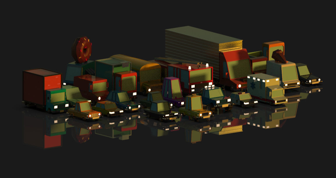 Low poly vehicles  Pack  Low-poly 3D model_1