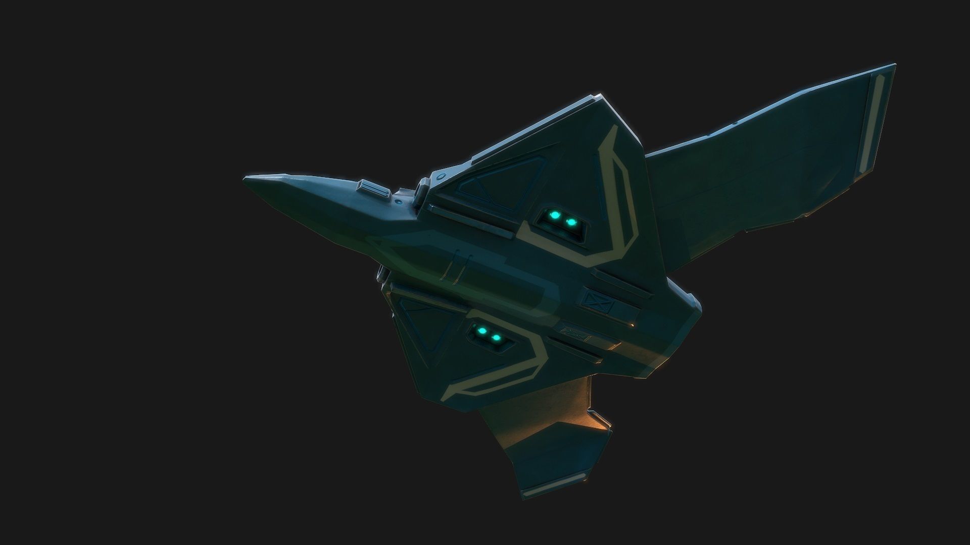3d low poly model sci fi speed spaceship Low-poly 3D model_2