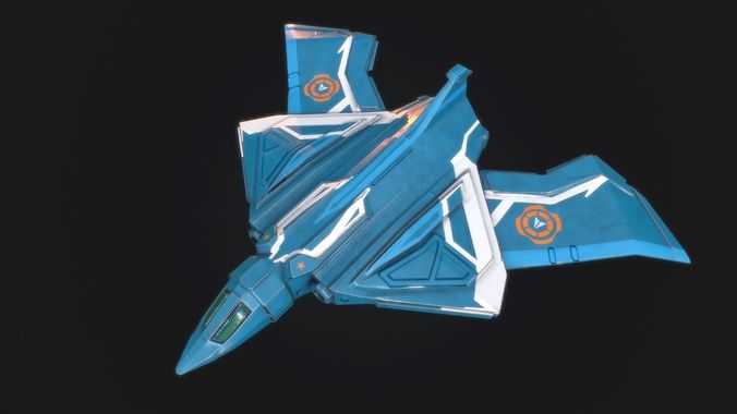3d low poly model sci fi speed spaceship Low-poly 3D model