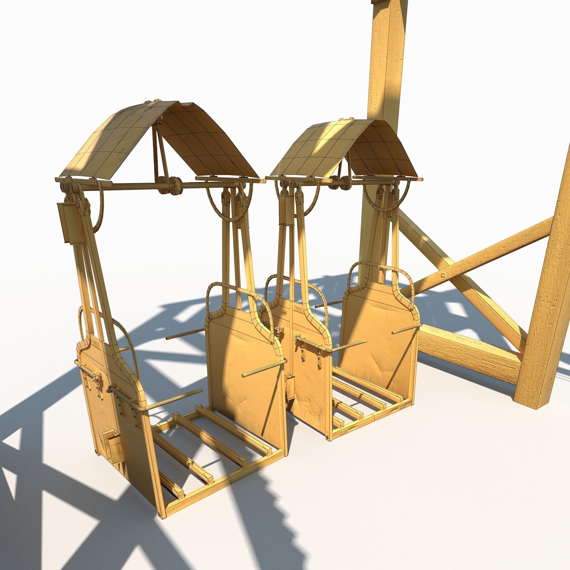 Old Mine Construction Low-poly 3D model_8