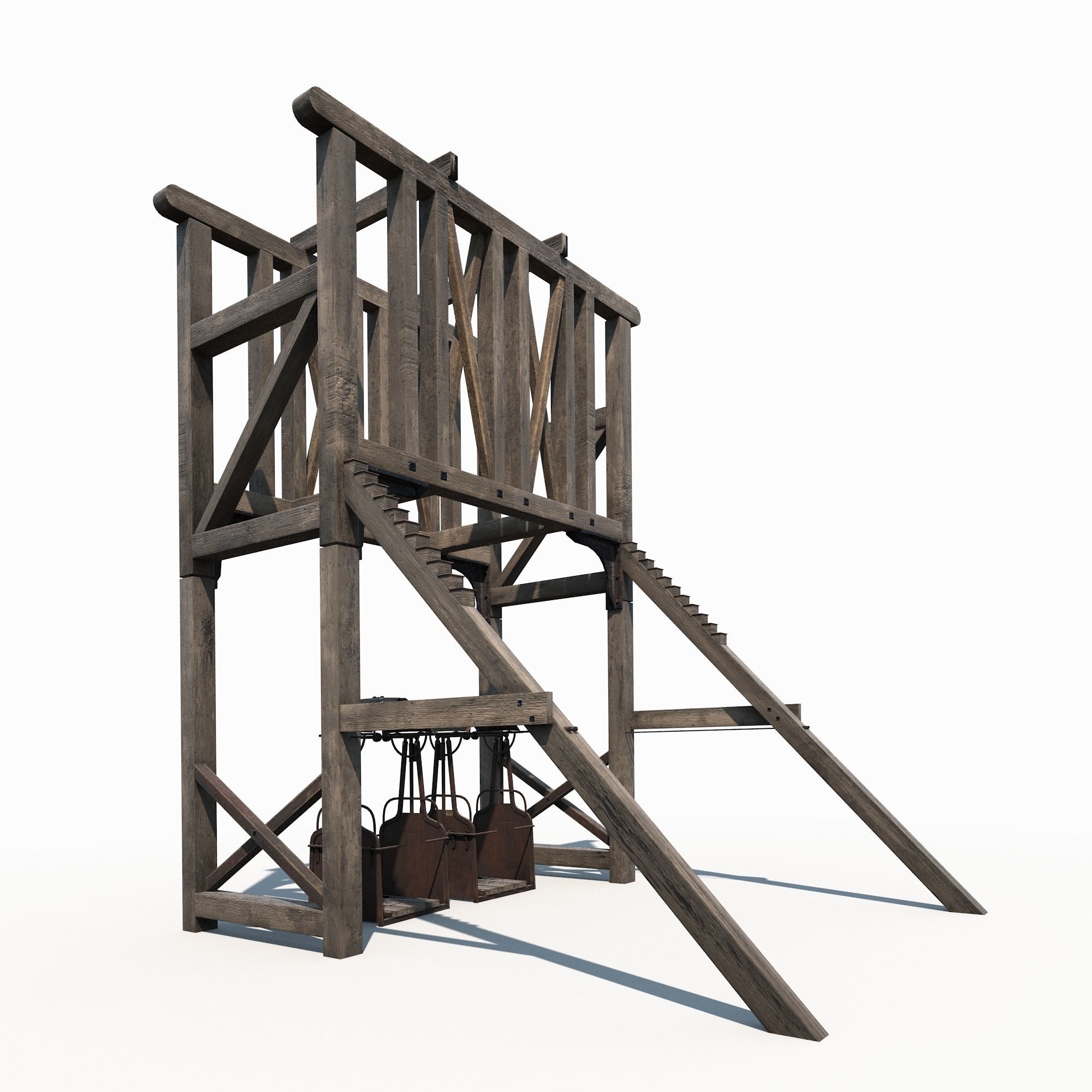 Old Mine Construction Low-poly 3D model_2