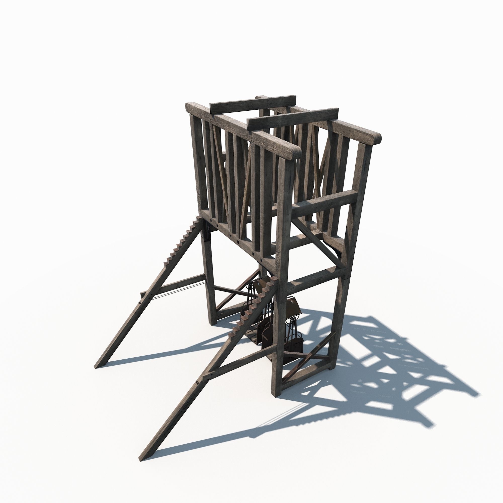 Old Mine Construction Low-poly 3D model_1