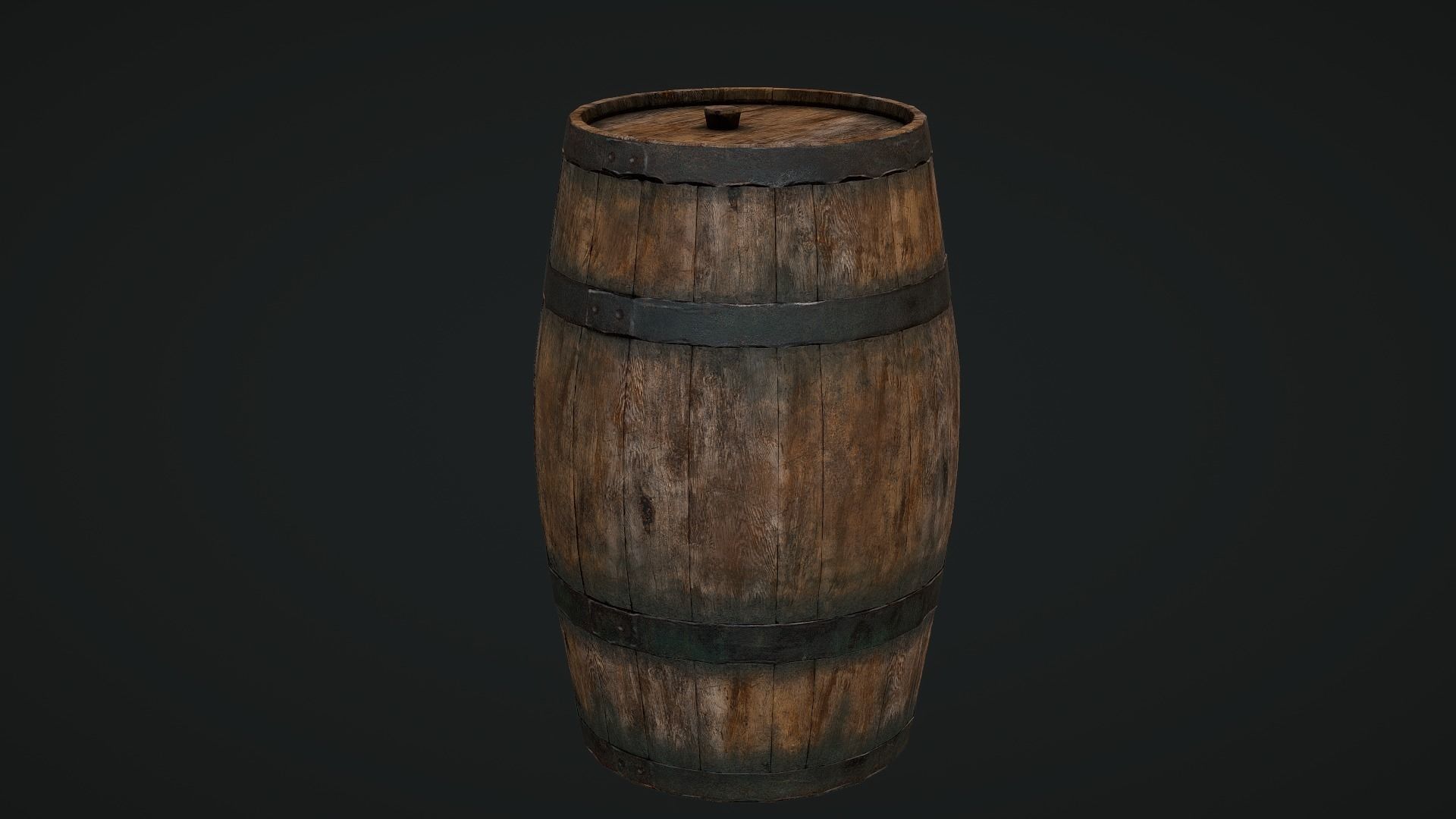 Wooden barrel Low-poly 3D model_1