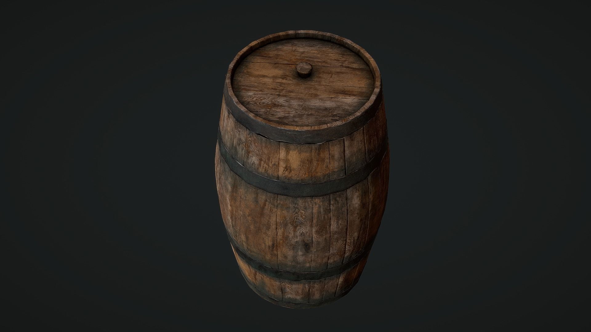 Wooden barrel Low-poly 3D model_2