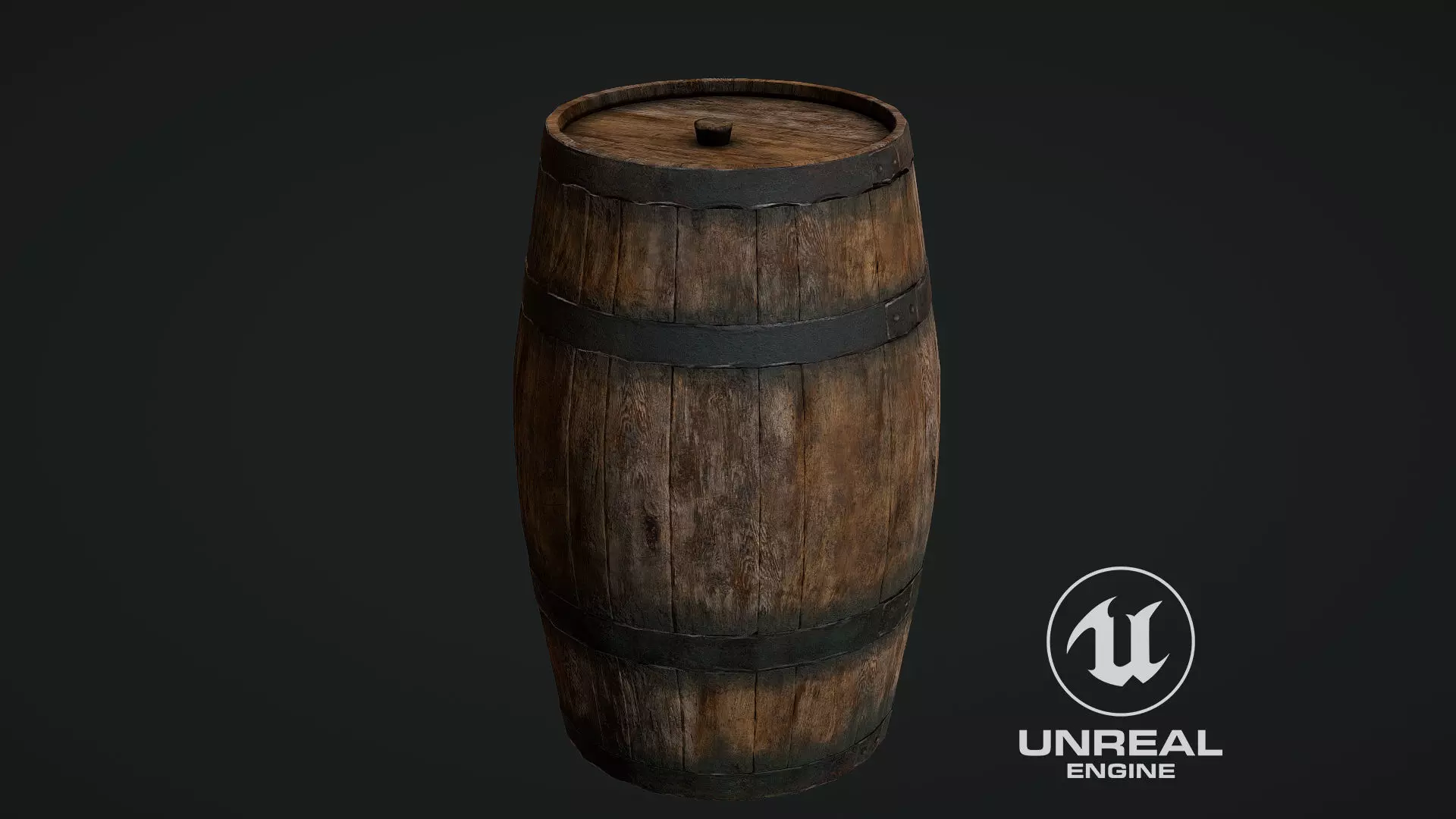 Wooden barrel Low-poly 3D model_0