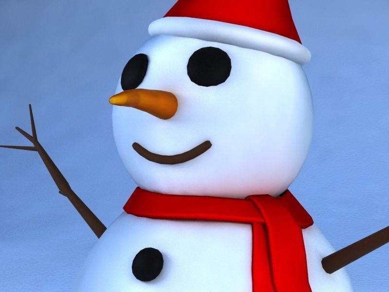 Rigged Snowman Low-poly 3D model_8