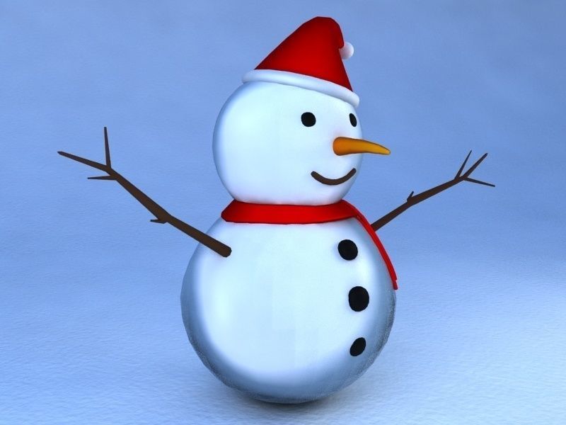 Rigged Snowman Low-poly 3D model_2