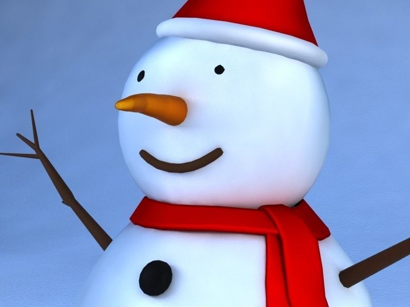 Rigged Snowman Low-poly 3D model_7
