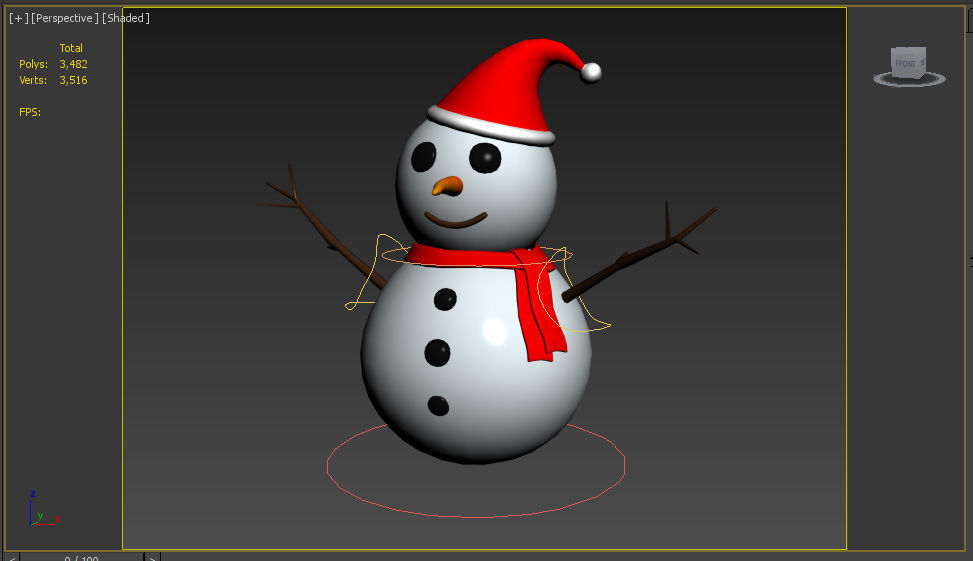 Rigged Snowman Low-poly 3D model_3