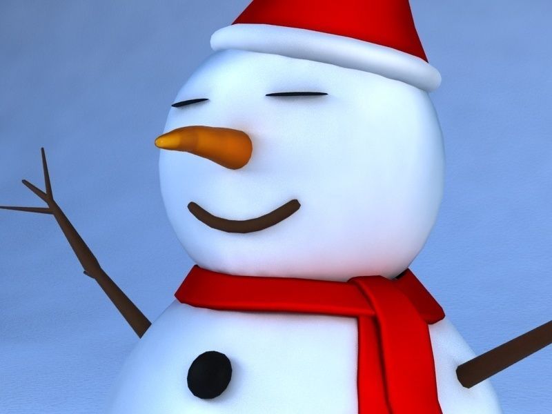Rigged Snowman Low-poly 3D model_6