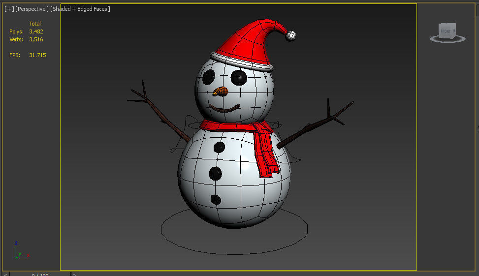 Rigged Snowman Low-poly 3D model_4