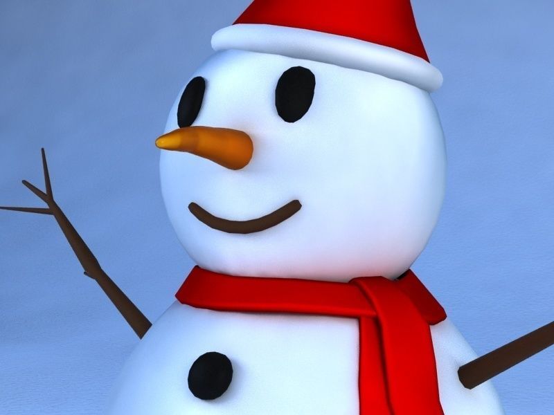 Rigged Snowman Low-poly 3D model_9