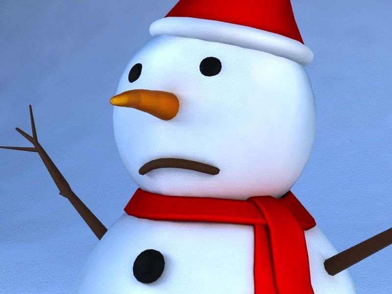 Rigged Snowman Low-poly 3D model_12