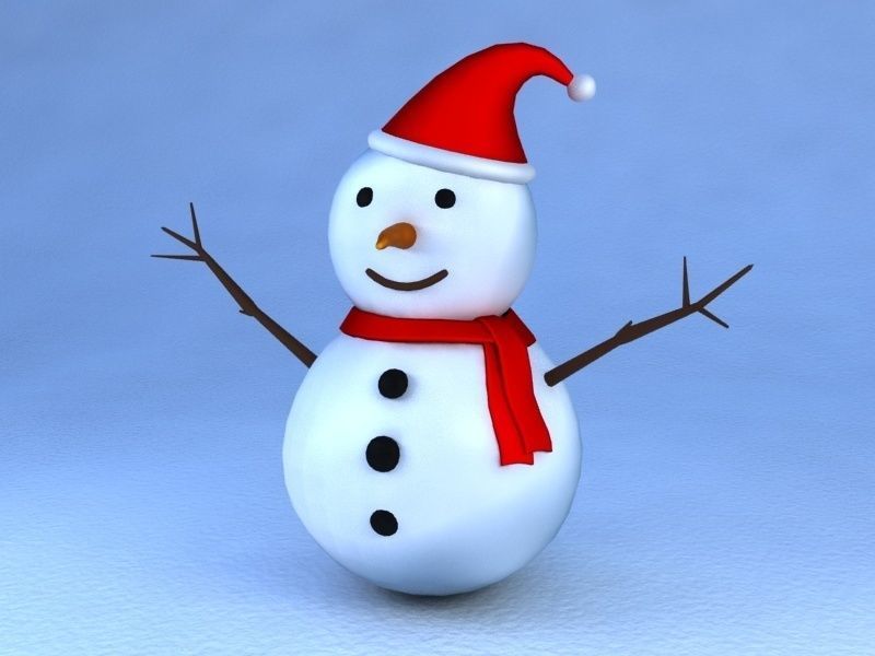 Rigged Snowman Low-poly 3D model_5