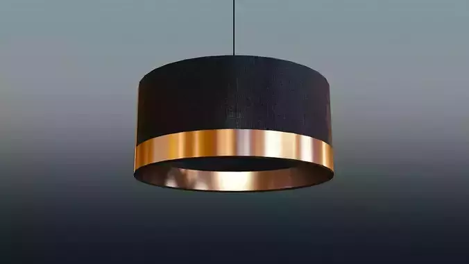 Lamp Black Fabric and Copper 3D Model
