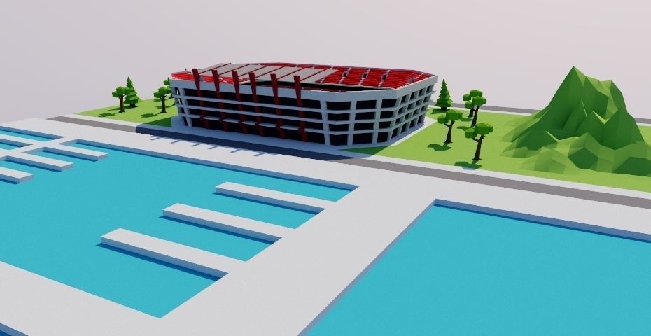 Simple Poly big Stadium Invented Low-poly 3D model_3