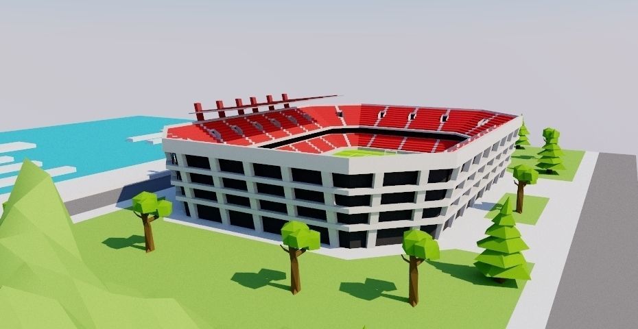 Simple Poly big Stadium Invented Low-poly 3D model_1