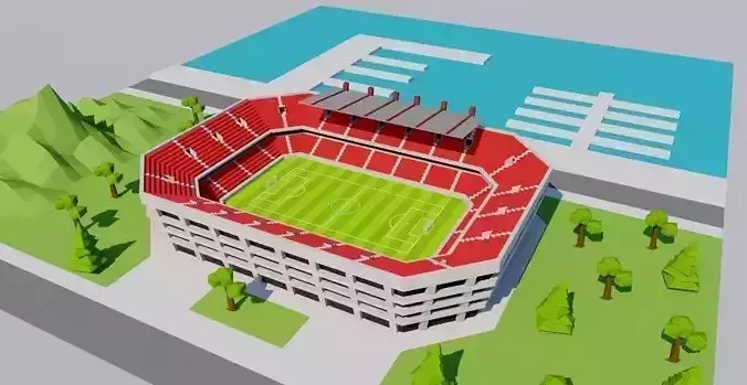Simple Poly big Stadium Invented Low-poly 3D model