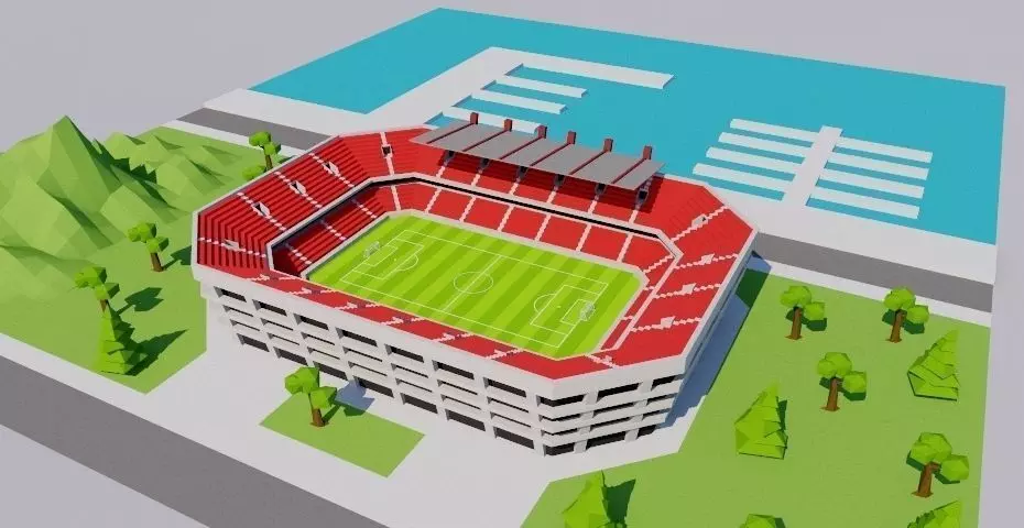Simple Poly big Stadium Invented Low-poly 3D model_0