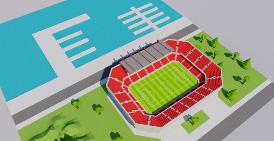 Simple Poly big Stadium Invented Low-poly 3D model_2