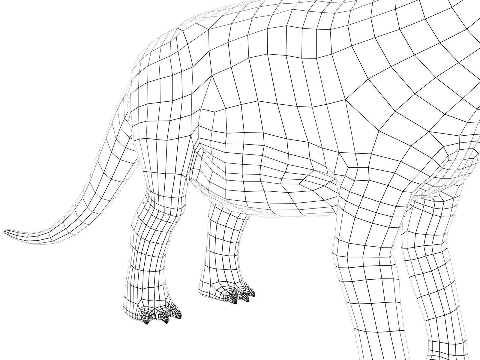 brontosaurus dinosaur Low-poly 3D model_11