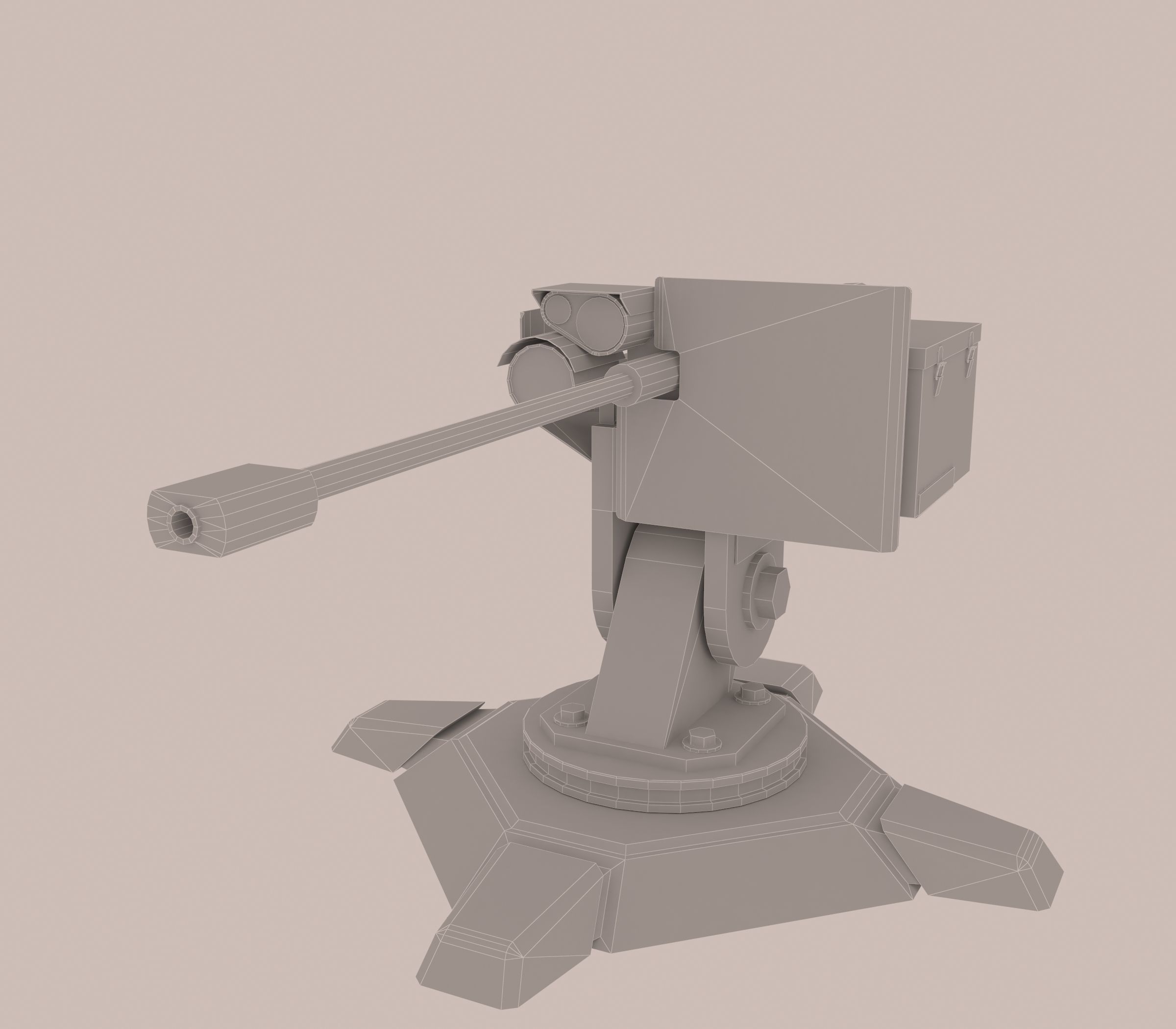 Combat automatic turret Low-poly 3D model_7