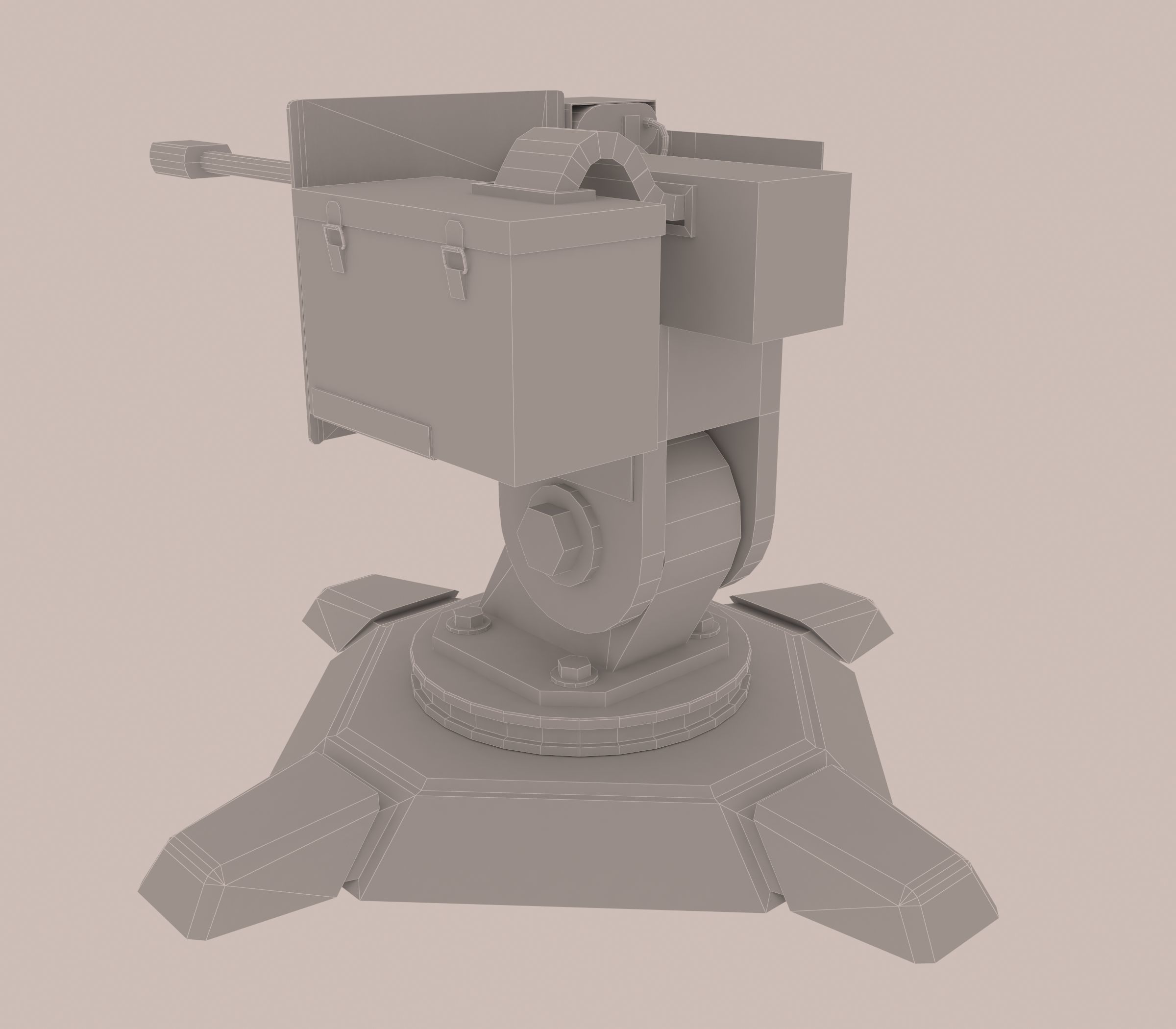 Combat automatic turret Low-poly 3D model_8