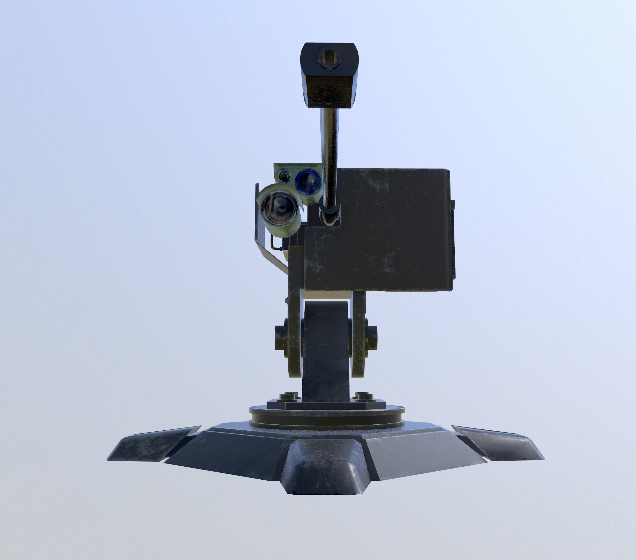 Combat automatic turret Low-poly 3D model_3
