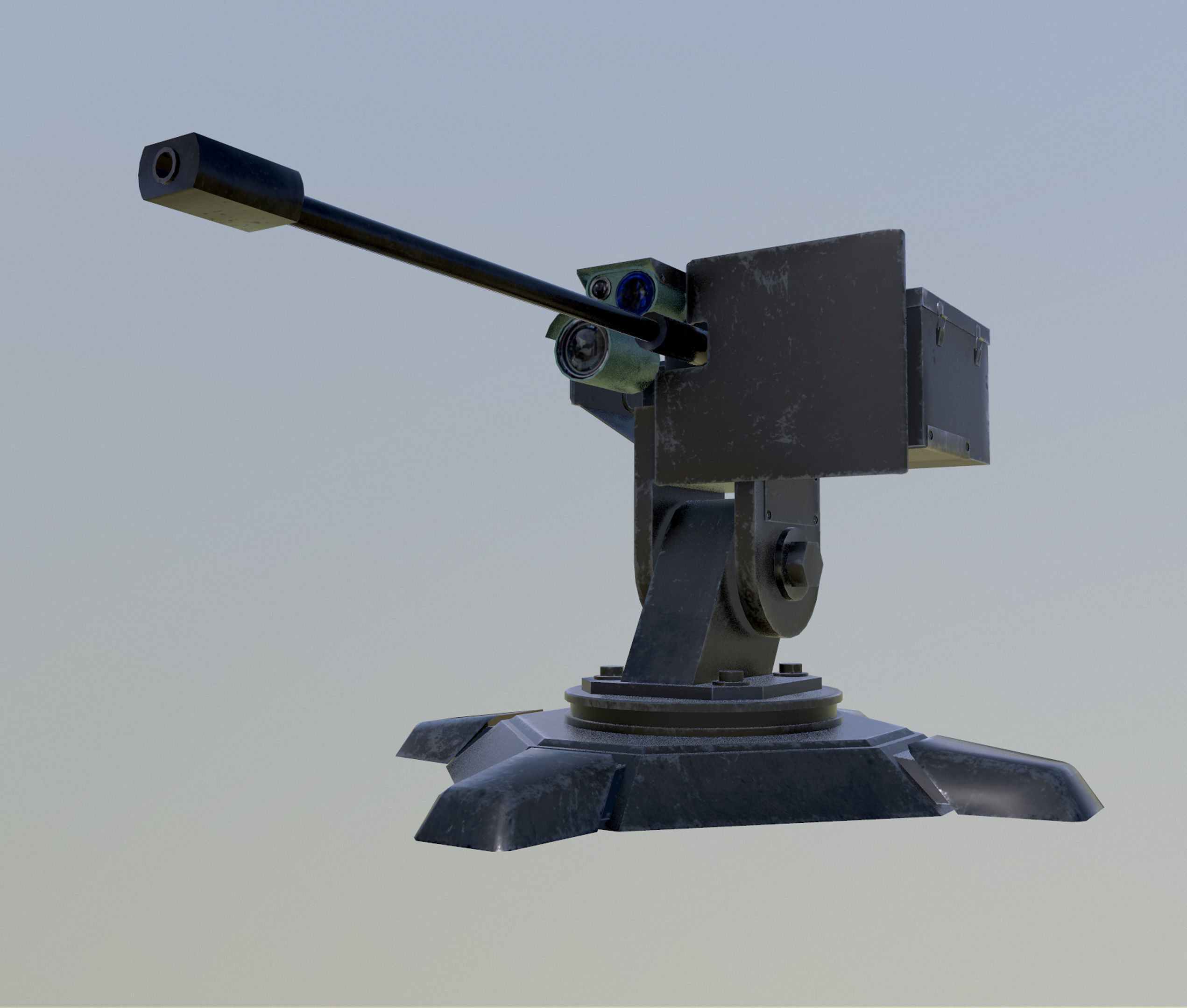 Combat automatic turret Low-poly 3D model_2