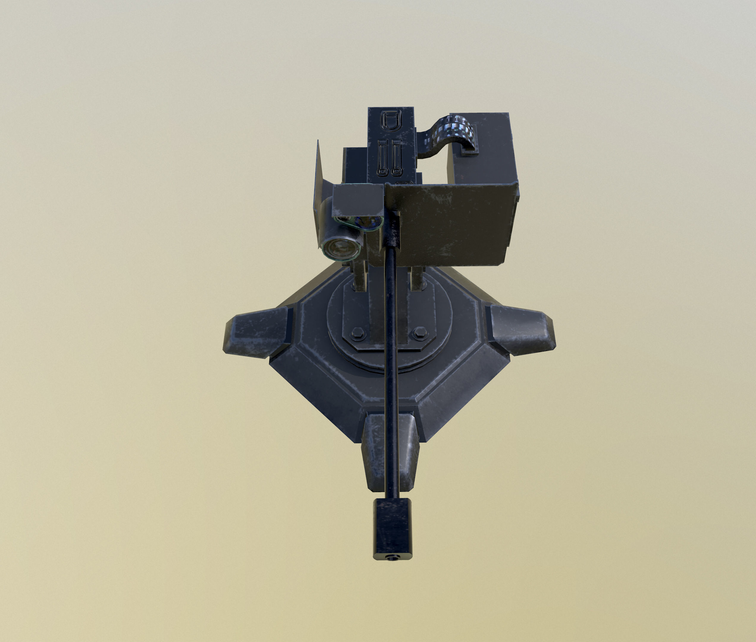 Combat automatic turret Low-poly 3D model_6