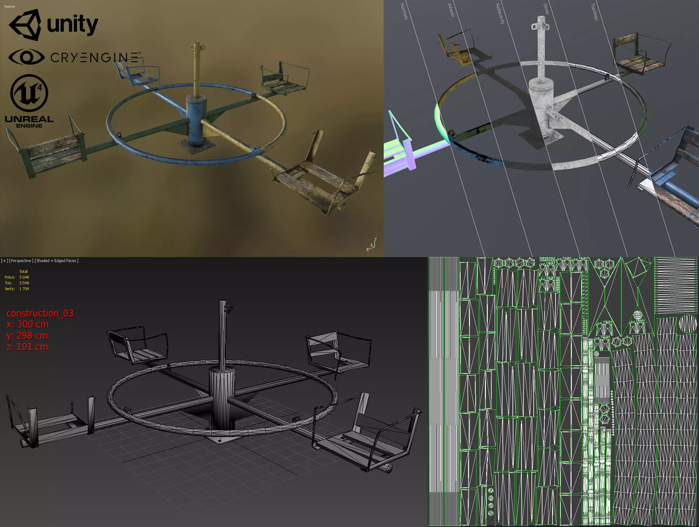 Children playground Low-poly 3D model_0