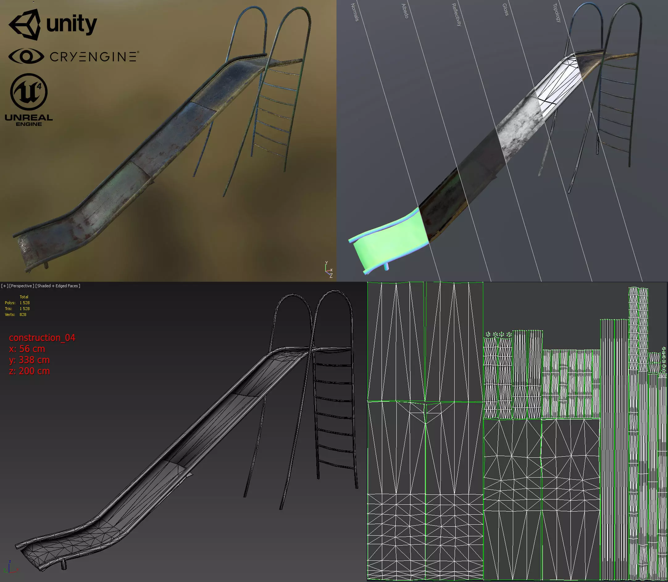 Children playground Low-poly 3D model_0