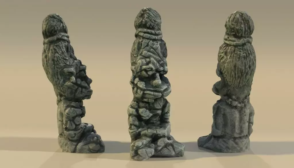 Ancient Statue Idol Sadhu Low-poly 3D model