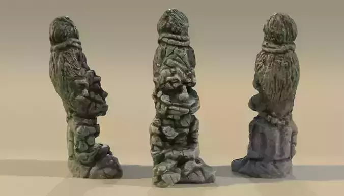 Ancient Statue Idol Sadhu Low-poly 3D model