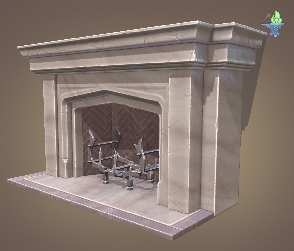 Neo Gothic Fireplace Low-poly 3D model_3