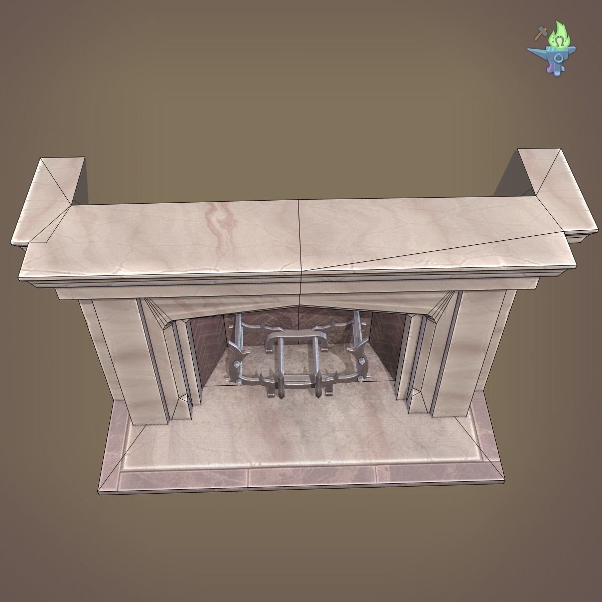 Neo Gothic Fireplace Low-poly 3D model_12