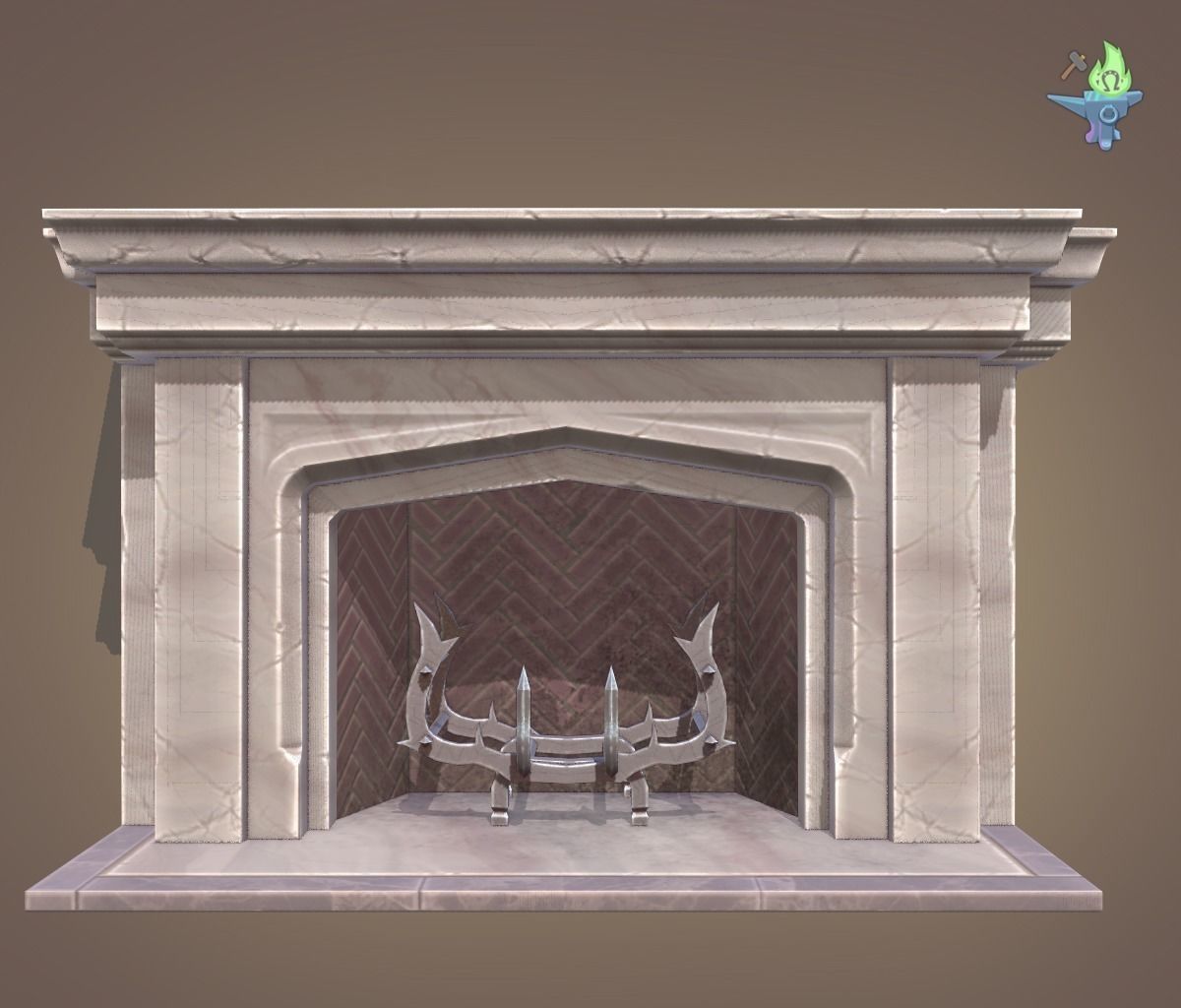 Neo Gothic Fireplace Low-poly 3D model_0