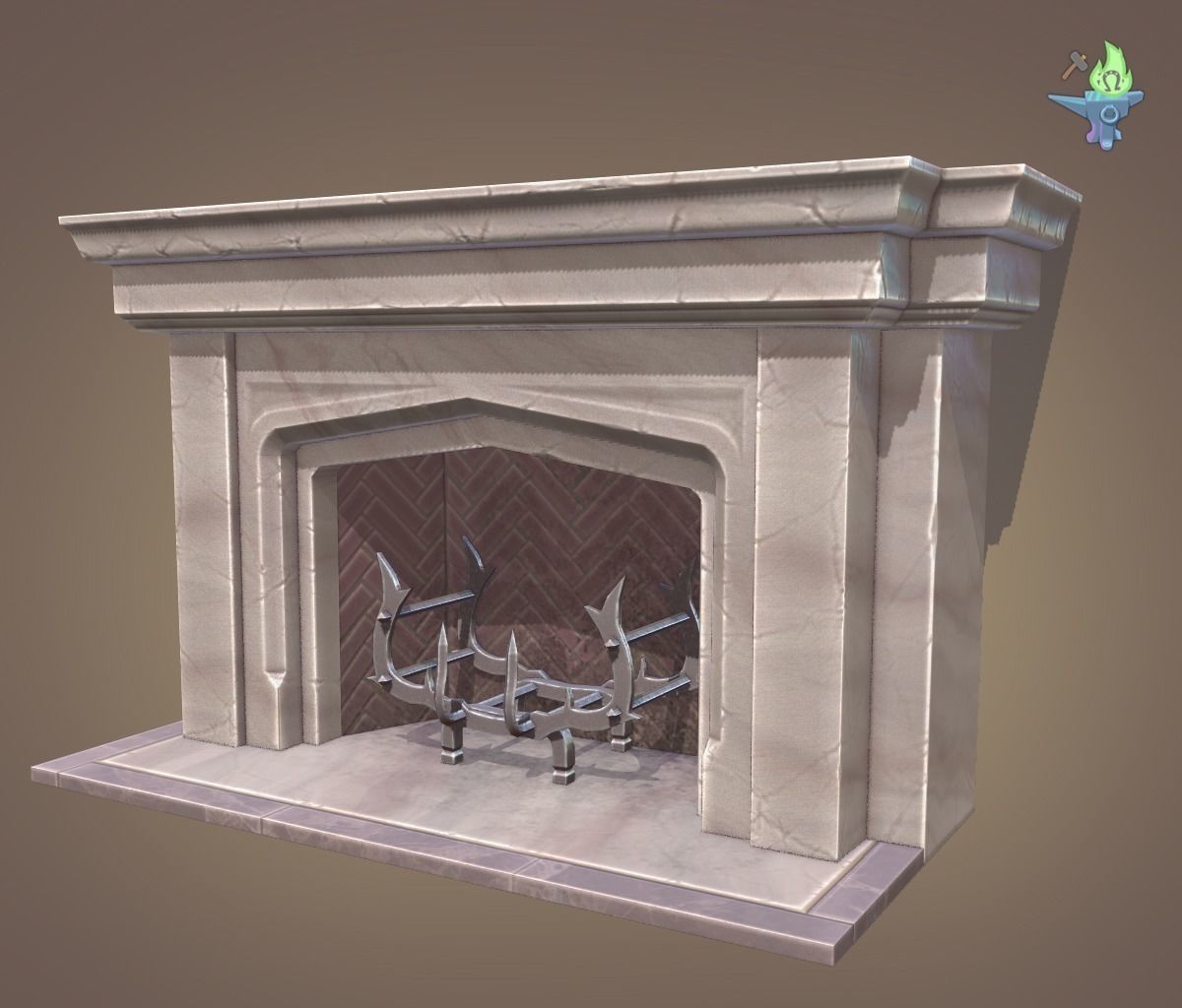 Neo Gothic Fireplace Low-poly 3D model_5