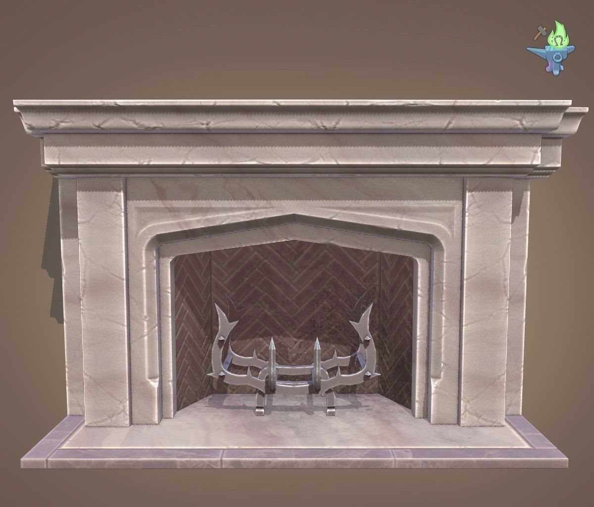 Neo Gothic Fireplace Low-poly 3D model_4